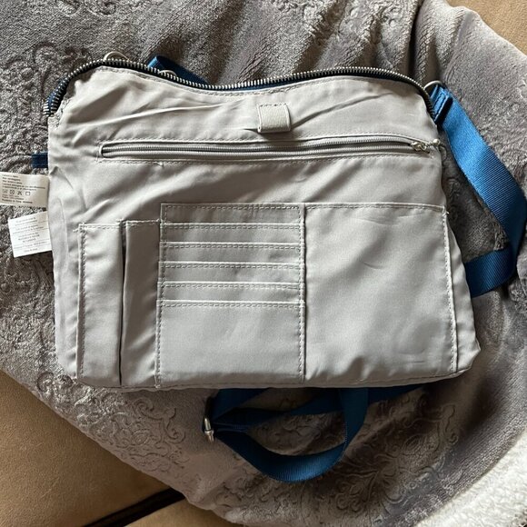 Baggallini Rio Crossbody Travel Bag, Blue Silver Detail - Picture 14 of 16